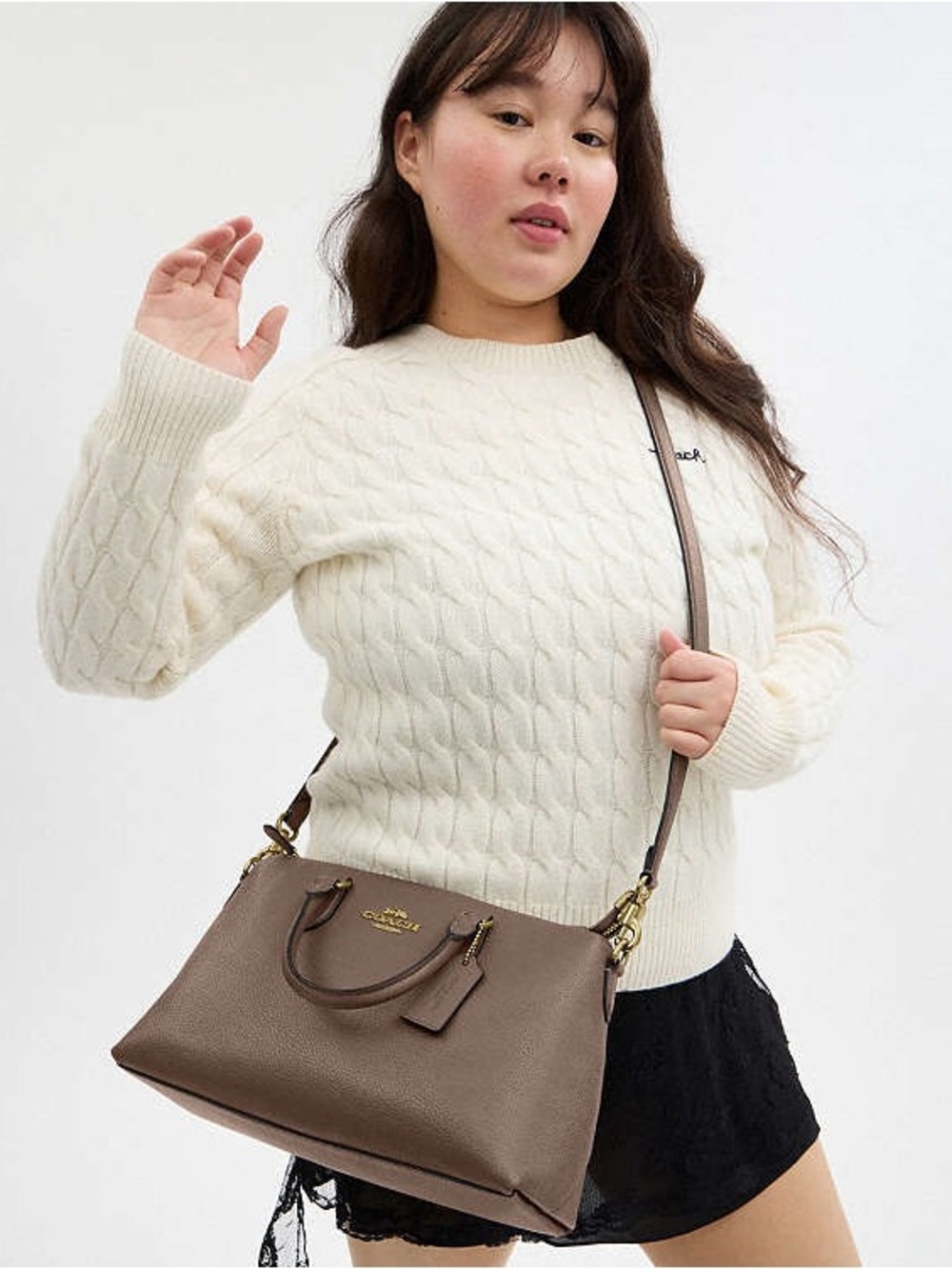 COACH Georgia Taupe Leather Satchel - Picture 5 of 14